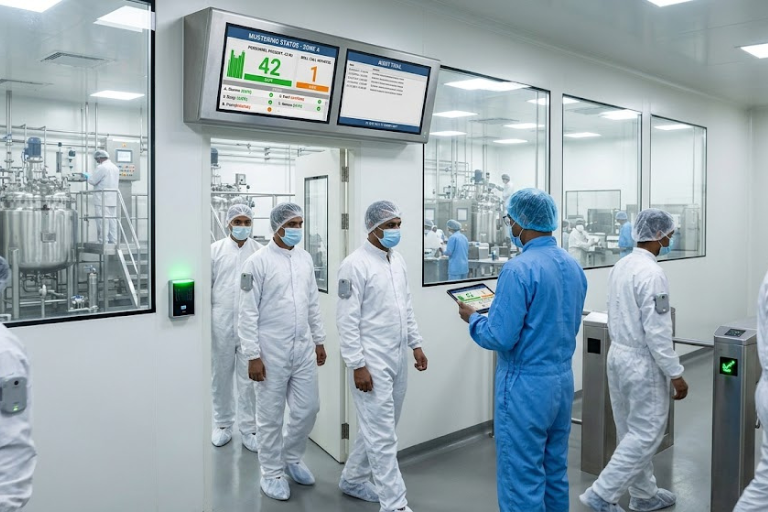 Pharmaceutical GMP RTLS Zone Access Control Digital Mustering Case Study Maharashtra